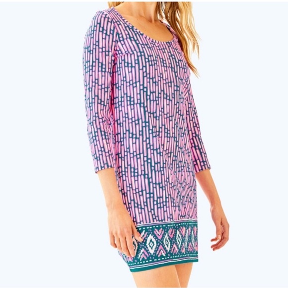 LILLY PULITZER Pink and Blue Geometric Pattern Dress - Picture 1 of 7